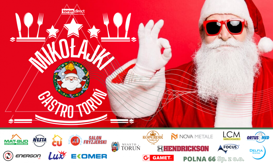 Grafika z tekstem Mikołajki Gastro Toruń 