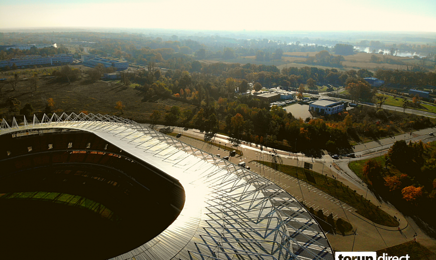 Zdjęcie przedstawia lotnicze ujęcie terenów przy Szosie Bydgoskiej 