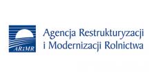 Logotyp Agencji Restrukturyzacji i Modernizacji Rolnictwa. Niebieskie litery na białym tle