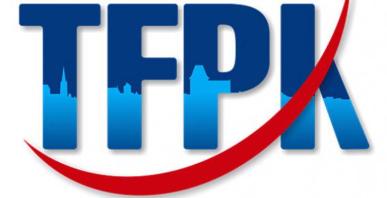 Logotyp Toruńskiego Funduszu Poręczeń Kredytowych. Duże litery tworzące skrót TFPK
