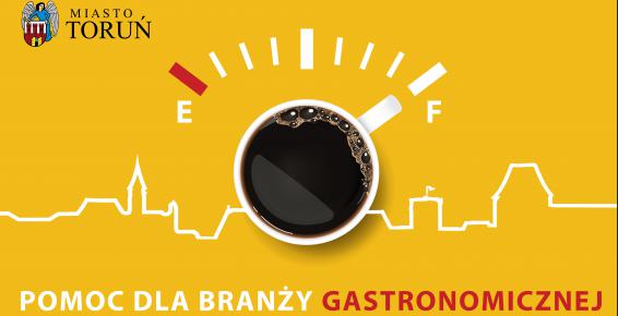 Grafika z tekstem: POMOC DLA BRANŻY GASTRONOMICZNEJ