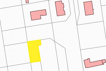 Grafika przedstawiająca położenie działki, która wystawiona jest do przetargu