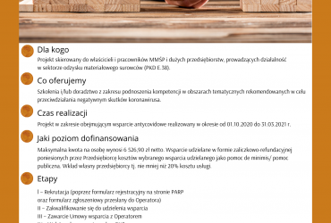 Plakat dotyczący pomocy dla sektora odzysku materiałów surowcowych opisanej w artykule