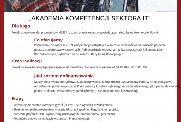 Plakat dotyczący pomocy dla sektora IT opisanej w artykule