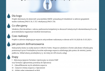 Plakat dotyczący pomocy dla sektora wodno-ściekowego i rekultywacji opisanej w artykule