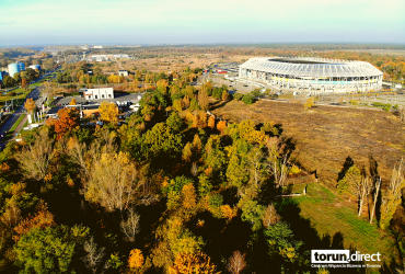 Zdjęcie przedstawia lotnicze ujęcie terenów przy Sz. Bydgoskiej